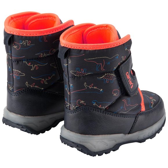 NEW Carter's Kids Waterproof Light Up Red Orange Dinosaur Doodle Snow Boot Shoes - Picture 2 of 4
